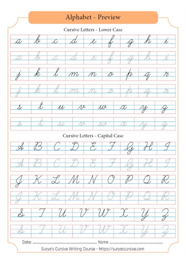 Alphabet Free Printable Printable Cursive Writing Worksheets Pdf