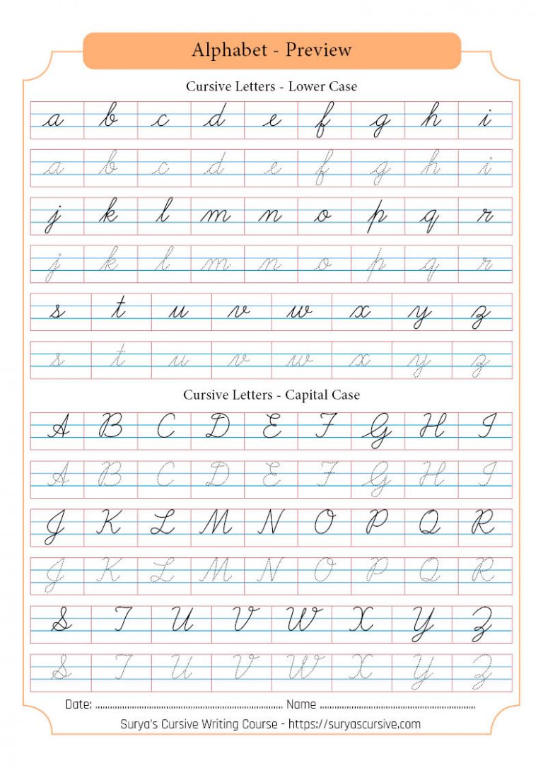 Free Cursive Writing Worksheets | SuryasCursive.com