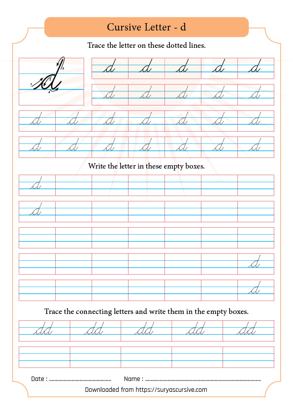 cursive letter d in lowercase suryascursive com