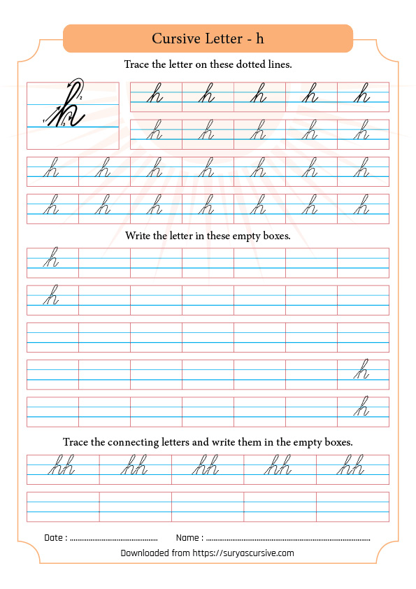 Cursive Writing Worksheets Letter H