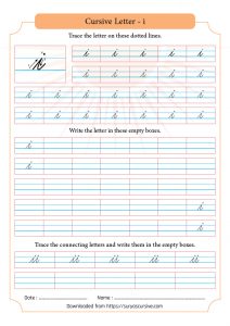 Cursive Letter i in Lowercase - SuryasCursive.com