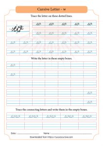 Cursive Letter w in Lowercase - SuryasCursive.com