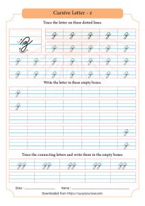 Cursive Letter z in Lowercase - SuryasCursive.com