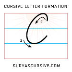 Capital Letter C in Cursive - SuryasCursive.com