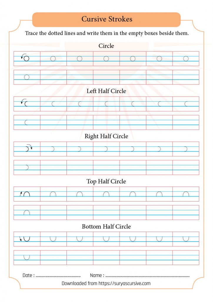 Cursive Strokes Worksheet
