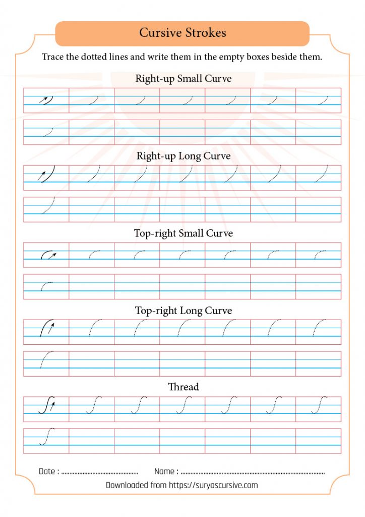 cursive strokes worksheet suryascursivecom