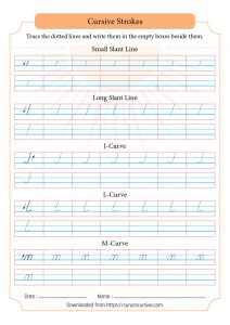 Cursive Strokes Worksheet | SuryasCursive.com