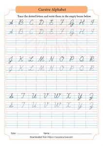 Free A-Z Capital Cursive Handwriting Worksheets - SuryasCursive.com