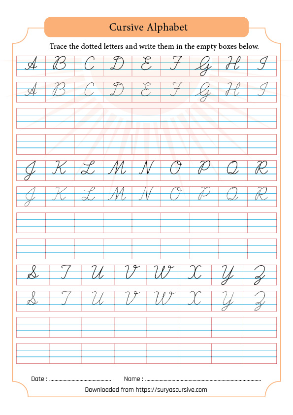 Cursive Alphabet Capital Letters Worksheet