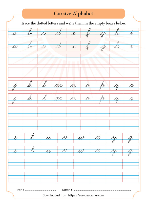 Handwriting Practice Cursive Writing A To Z Capital And Small Letters B8F