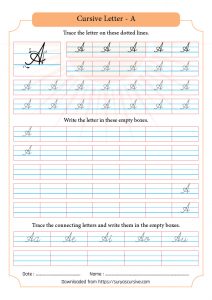 Free A-Z Capital Cursive Handwriting Worksheets - SuryasCursive.com