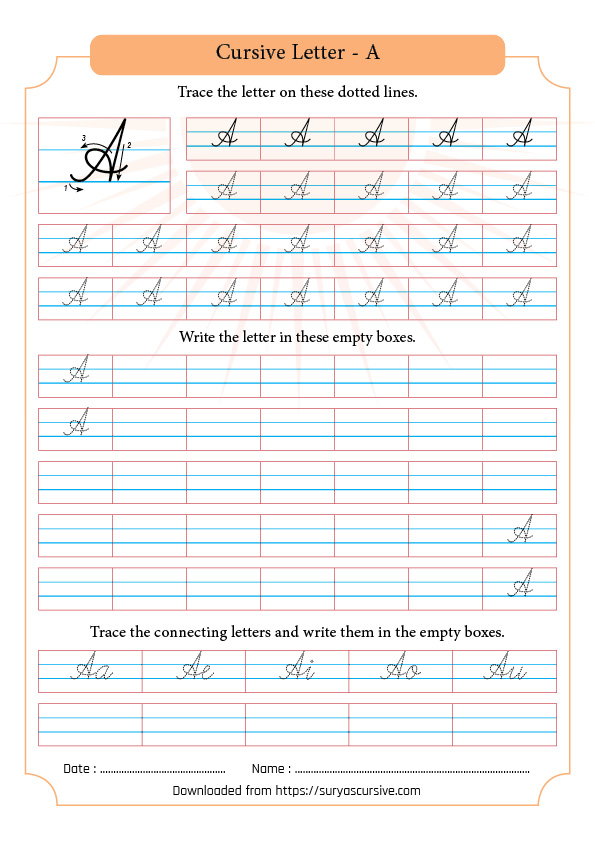 Capital Letter Cursive Writing Practice Worksheets