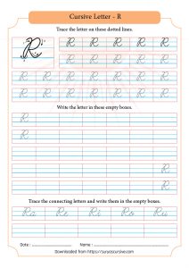 Capital Letter R in Cursive - SuryasCursive.com