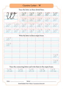 Capital Letter W in Cursive - SuryasCursive.com