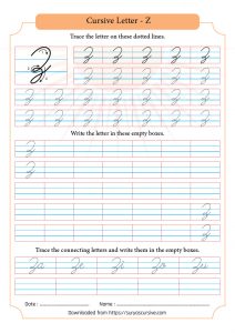 Capital Letter Z in Cursive - SuryasCursive.com