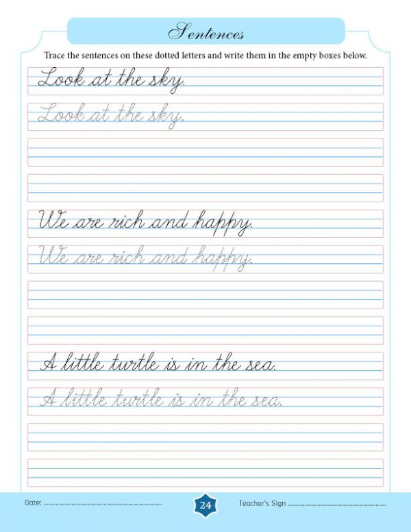 Free 15-day Cursive Writing Course → Writing Sentences on 4-lined Paper ...