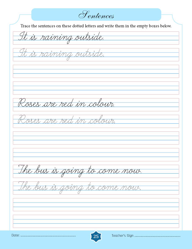 Free 15-day Cursive Writing Course → Writing Sentences on 4-lined Paper ...