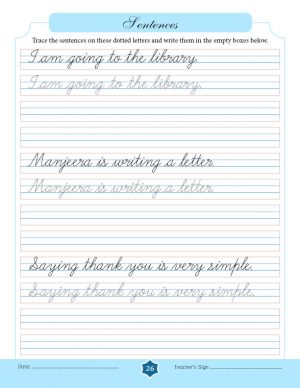 Free 15-day Cursive Writing Course → Writing Sentences on 4-lined Paper ...