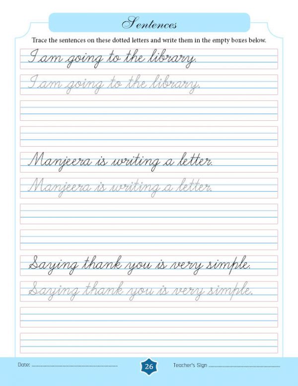 Free 15-day Cursive Writing Course → Writing Sentences on 4-lined Paper ...