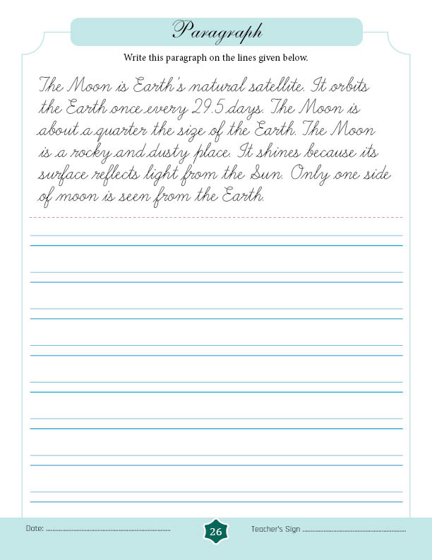 Free 15-day Cursive Writing Course → Writing Paragraphs on 2-lined ...