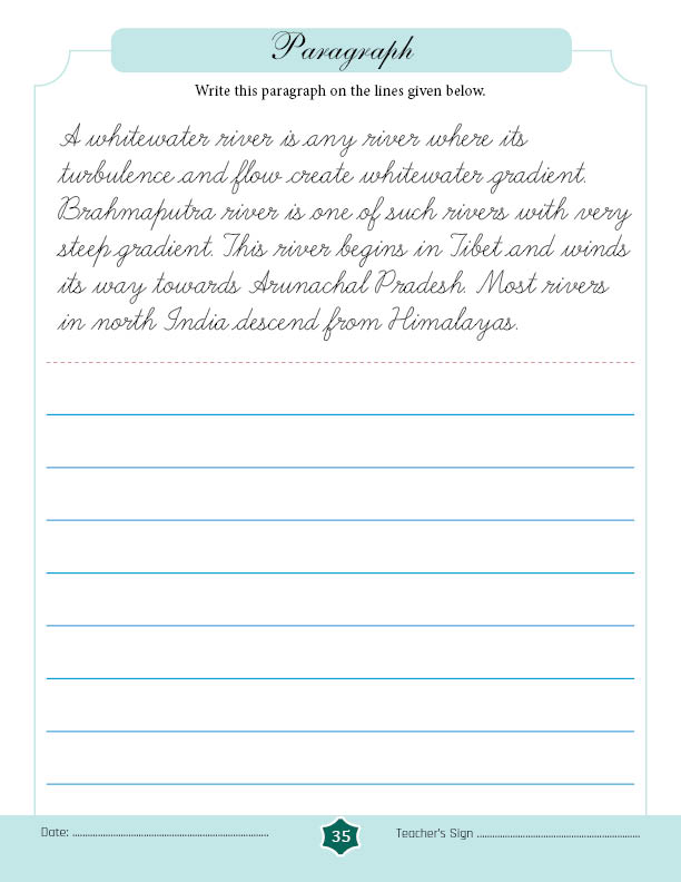 Free 15-day Cursive Writing Course → Writing paragraphs on single line ...