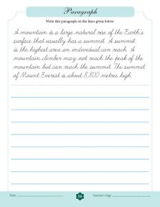 Free 15-day Cursive Writing Course → Writing paragraphs on single line ...