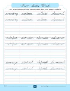 Seven Letter Words in Cursive - SuryasCursive.com