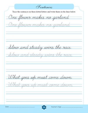 Free 15-day Cursive Writing Course → Writing Sentences on 2-lined paper ...