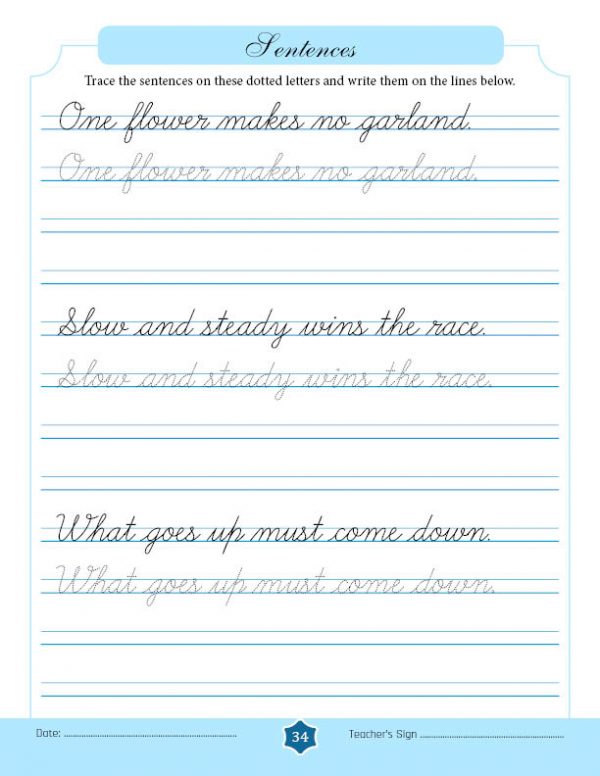 Free 15-day Cursive Writing Course → Writing Sentences on 2-lined paper ...