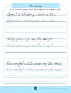 Free 15-day Cursive Writing Course → Writing Sentences on 2-lined paper ...