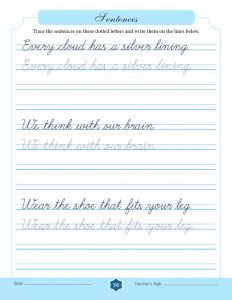 Free 15-day Cursive Writing Course → Writing Sentences on 2-lined paper ...