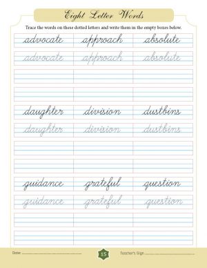 Eight Letter Words in Cursive | SuryasCursive.com