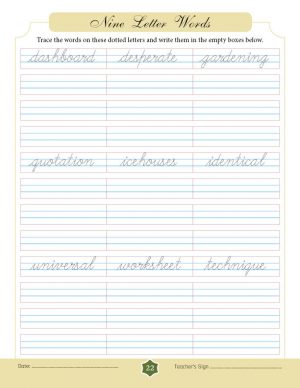 Nine Letter Words in Cursive | SuryasCursive.com