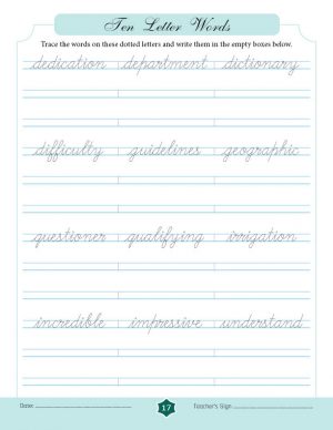 Ten Letter Words in Cursive - SuryasCursive.com