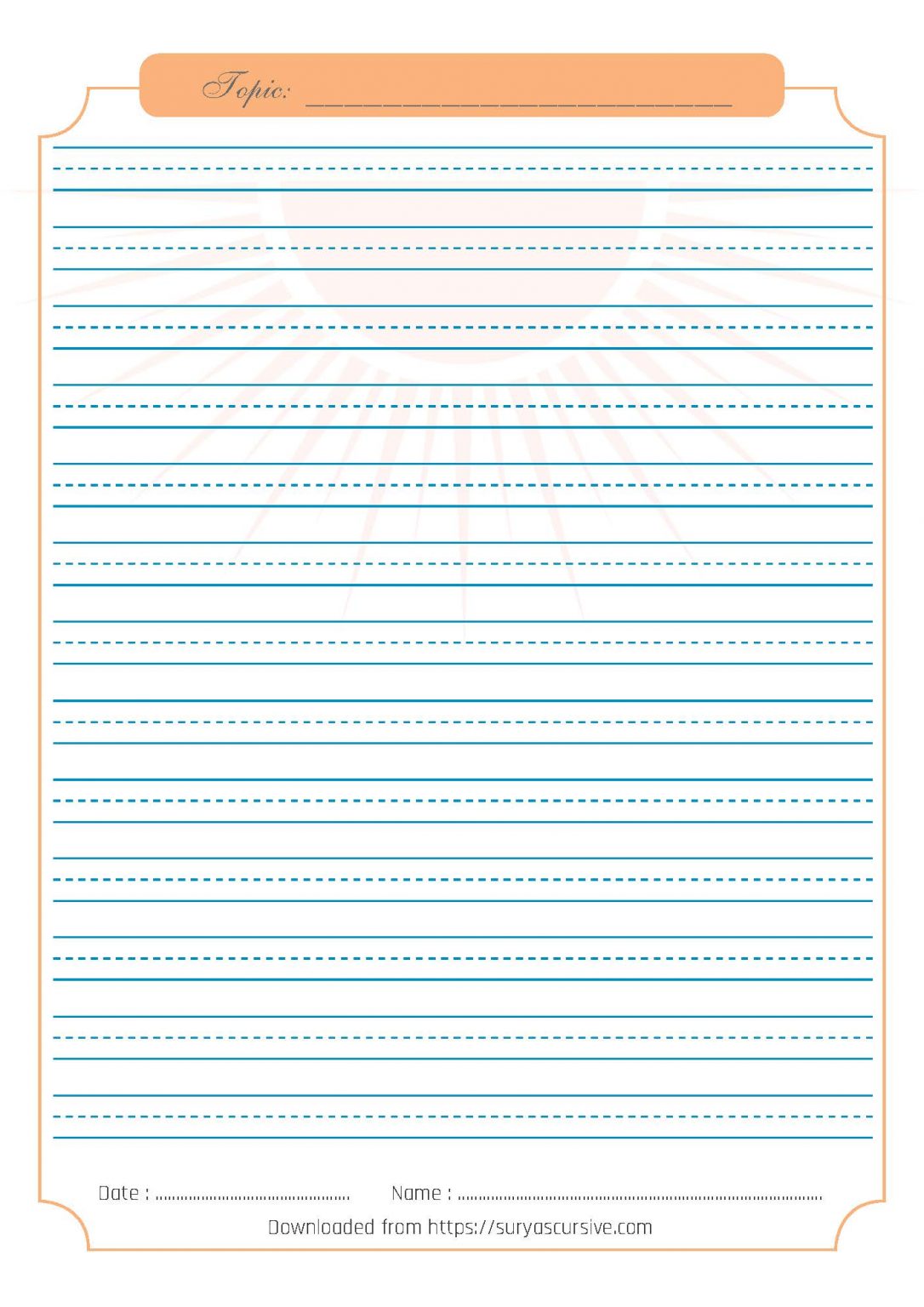 Blank Handwriting Worksheet (3-lined) for Cursive Writing Practice ...