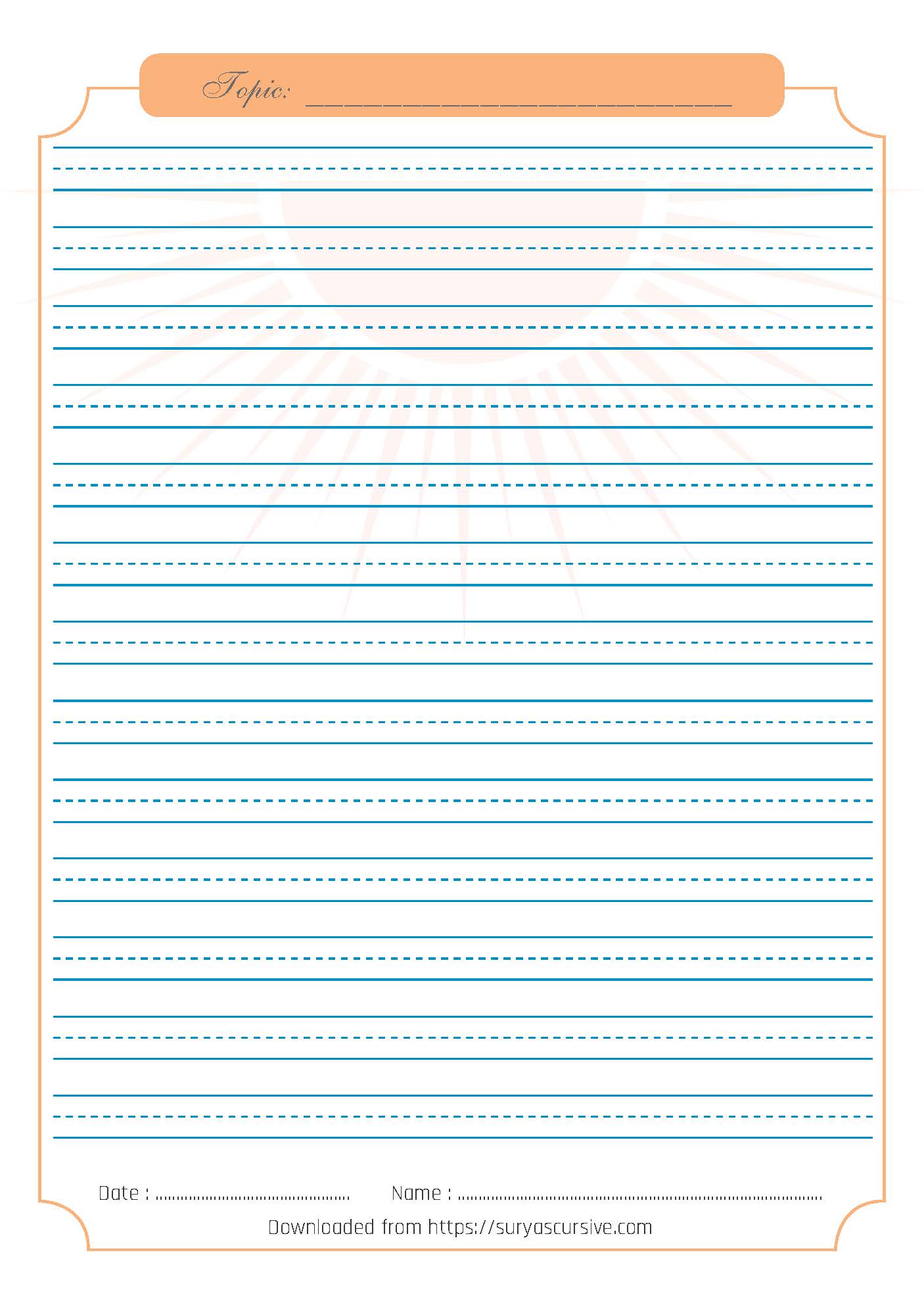 Blank Four Line English Worksheets