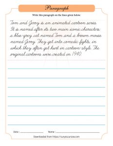 Free Cursive Writing Paragraph Worksheets (PDF) 